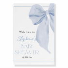 Blue Bow Baby Shower Welcome Sign: Watercolor Ribb