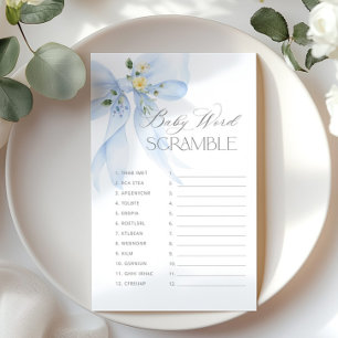 Blue Bow Baby word Scramble baby shower game