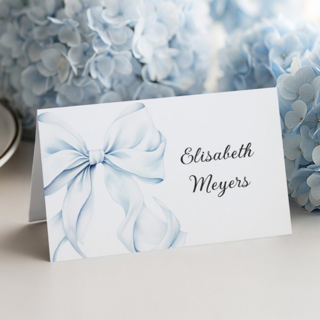 Blue Bow - Baptism Place Cards (Creator Uploaded)