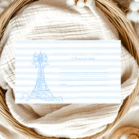 Blue Bow Bonjour Bebe Baby Shower Note for Baby
