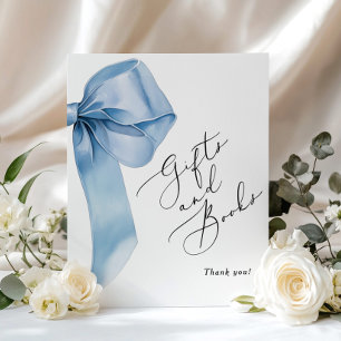 Blue Bow Books and gifts elegant calligraphy Poster