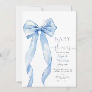 Blue Bow Boy Baby Shower All In One Invitation