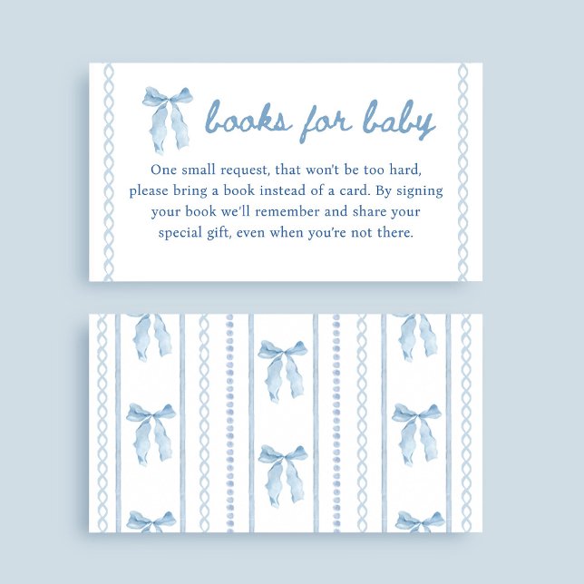 Blue Bow Boy Baby Shower Books for Baby  Enclosure Card (Creator Uploaded)