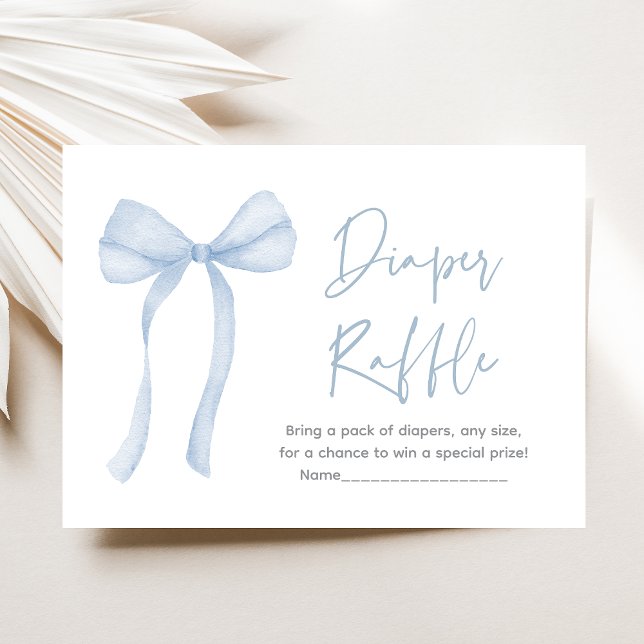 Blue Bow Boy Baby Shower Diaper Raffle Enclosure Card (Creator Uploaded)