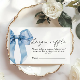 Blue Bow Boy baby shower Diaper raffle ticket Enclosure Card