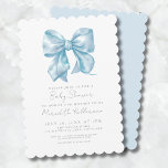 Blue Bow Boy Baby Shower Invitation<br><div class="desc">A cute and and classic blue bow baby shower theme featuring an adorable baby blue watercolor bow. A simple and minimal classic baby shower look. Grey text in a mix of serif font and script typography. Celebrate the mum to be in style! You can change the font colours out to...</div>