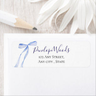 Blue Bow Boy Baby Shower Return Address Labels
