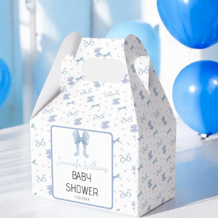 Blue Bow Boy Baby Shower Watercolor Favour Box