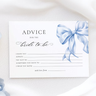 Blue Bow Bridal Shower Advice Card