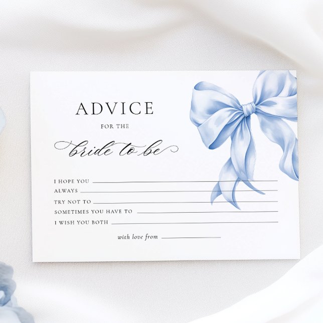 Blue Bow Bridal Shower Advice Card (Creator Uploaded)