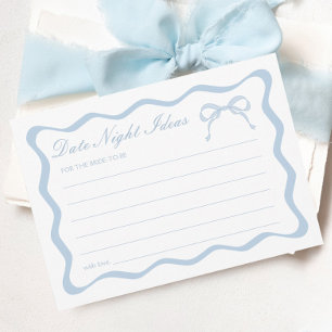 Blue Bow Bridal Shower Date Night Ideas Card