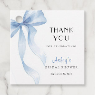 Blue Bow Bridal Shower Favour Tags