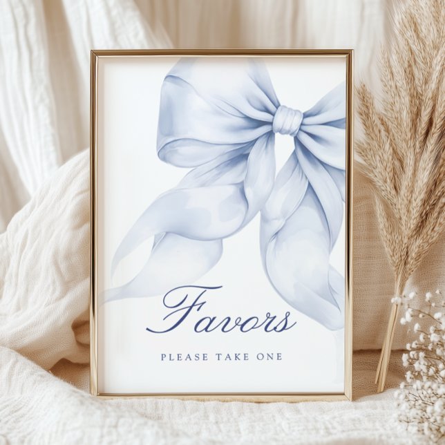 Blue Bow Bridal Shower Favours Table Sign (Creator Uploaded)