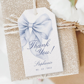 Blue Bow Bridal Shower Gift Tags