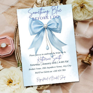 Blue Bow Bridal Shower Invitation Template, Someth