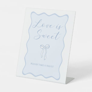 Blue Bow Bridal Shower Love is Sweet Favour Pedestal Sign