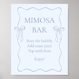 Blue Bow Bridal Shower Mimosa Bar Poster