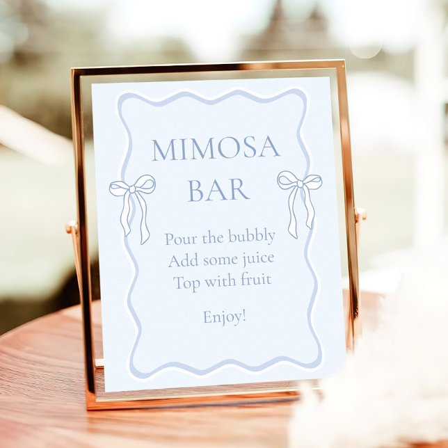 Blue Bow Bridal Shower Mimosa Bar Poster (Creator Uploaded)