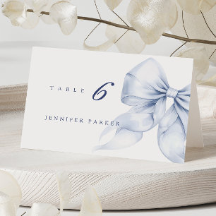 Blue Bow Bridal Shower Name Table Card