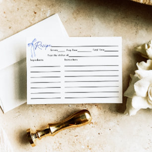 Blue Bow Bridal Shower Recipe Card