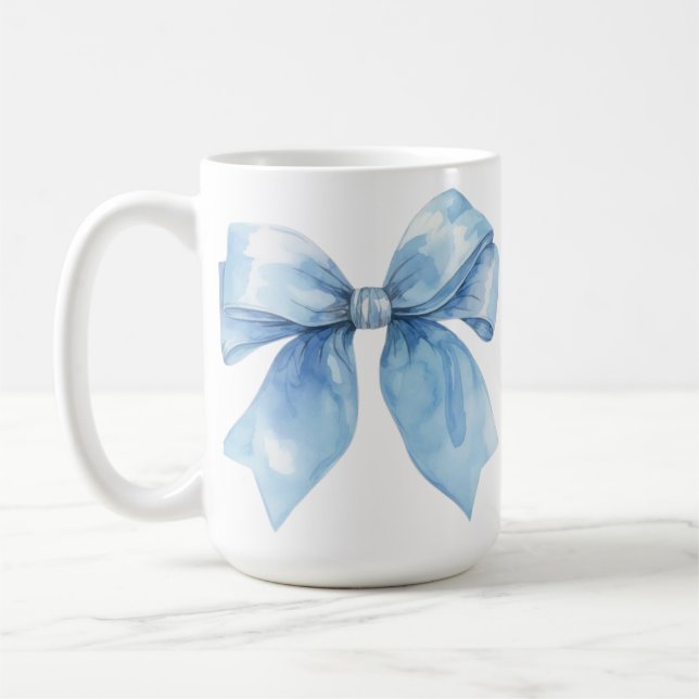 Blue Bow | Calm Strength Quote – Moodila Coffee Mug (Left)