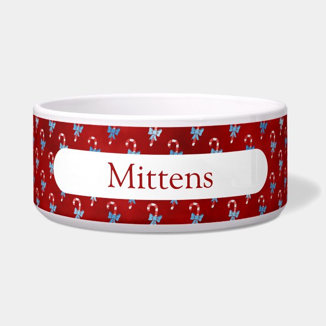 Blue Bow Candy Cane Red Christmas Holiday  (Front)