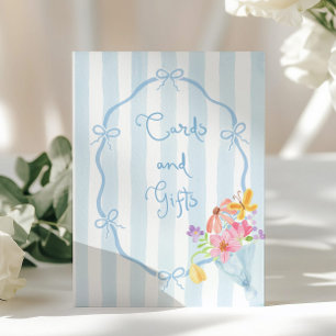 Blue Bow Cards and gifts whimsical floral Poster