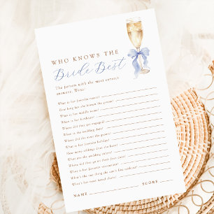 Blue Bow Champagne Who Knows Bride Best Game