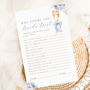 Blue Bow Champagne Who Knows Bride Best Game
