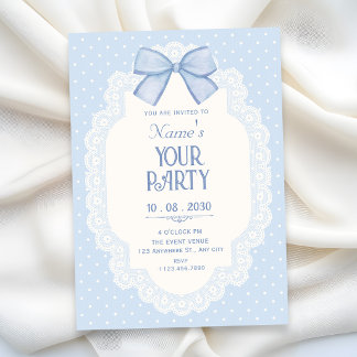 Blue bow choquette invitation