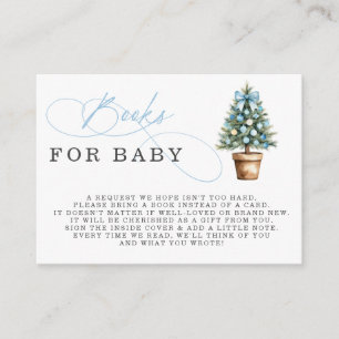 Blue Bow Christmas Tree Baby Shower Book Request Enclosure Card