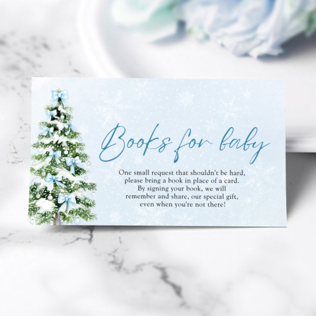Blue Bow Christmas Tree Books for Baby Baby Shower Enclosure Card (Blue Bow Christmas Tree Books for Baby Baby Shower Game)