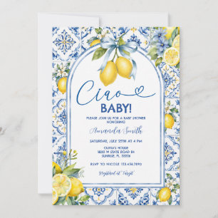 Blue Bow Ciao Bambino Lemon Citrus Baby Shower Invitation