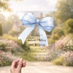 Blue bow clear birthday acrylic invitations<br><div class="desc">A clear,  transparent background,  decorated with a large light blue bow. Personalise and add a name and party details.</div>