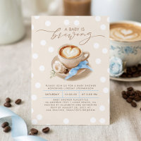 Blue Bow Coffee Baby Is Brewing Boy Baby Shower