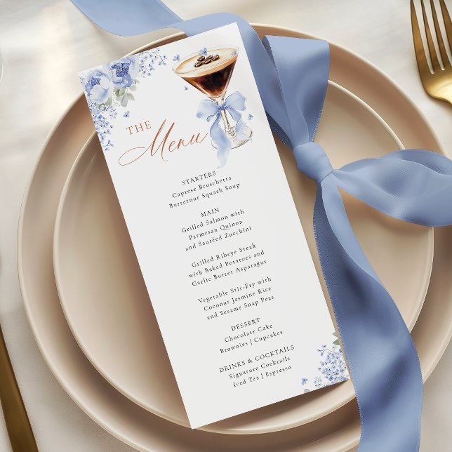 Blue Bow Coffee Bridal Shower Menu Card (Creator Uploaded)