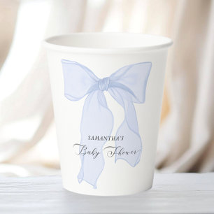 Blue Bow Coquette Baby Shower Paper Cups