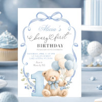 Blue Bow Coquette Beary First Birthday