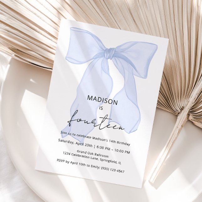 Blue Bow Coquette Birthday  Invitation (Creator Uploaded)
