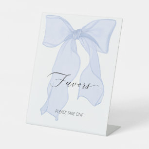 Blue Bow Coquette Birthday Party Favours Pedestal Sign