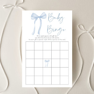 Blue Bow Coquette Boy Baby Shower Bingo Game