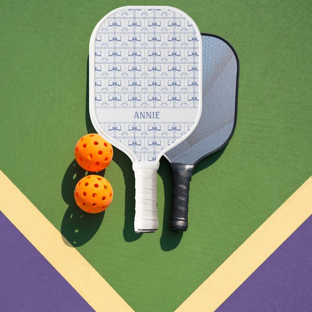 Blue Bow Coquette Chinoiserie Pickleball Paddle (Creator Uploaded)