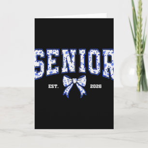 Blue Bow Coquette Floral Senior 2026 Graduation Cl Card