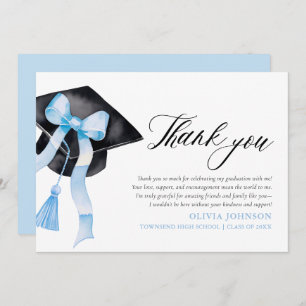 Blue Bow  Coquette Graduation Cap  Thank You Cards