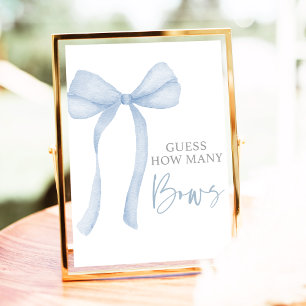 Blue Bow Coquette Guess How Many Baby Shower Poster