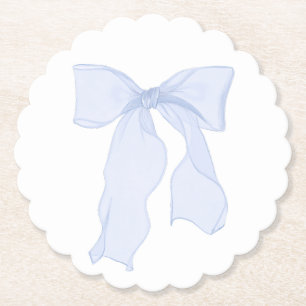 Blue Bow Coquette Paper Coaster