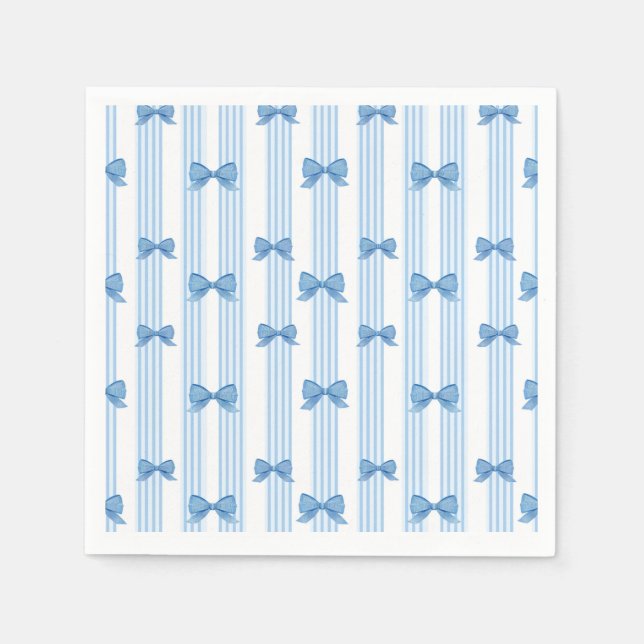 Blue Bow Coquette Pattern Napkin (Front)