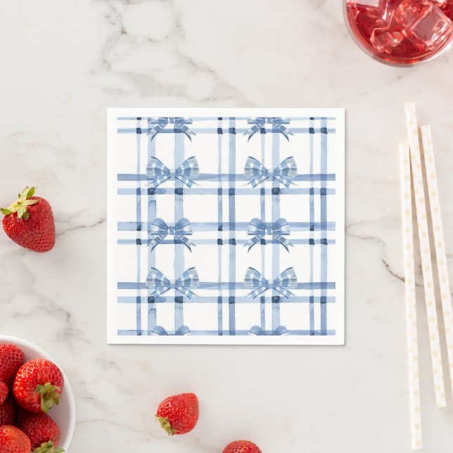 Blue Bow Coquette Pattern Napkin (Insitu)