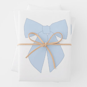 Blue Bow Coquette Wrapping Paper Sheet