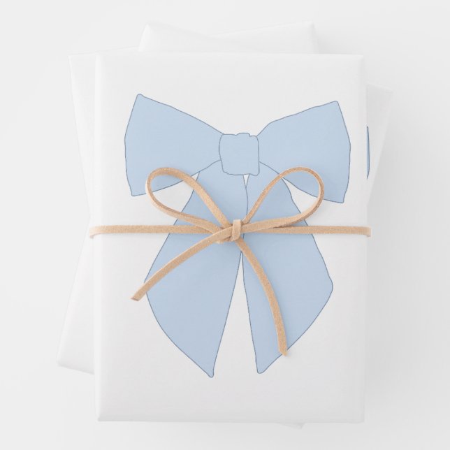 Blue Bow Coquette Wrapping Paper Sheet (In situ)